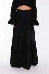 Black Tiered Maxi-Skirt